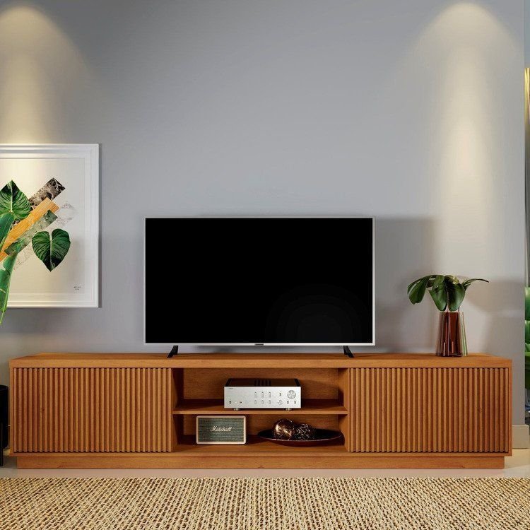 Rack Ripado para TV até 85 Polegadas 100% MDF 220cm 2 Portas Valência Marrom 220