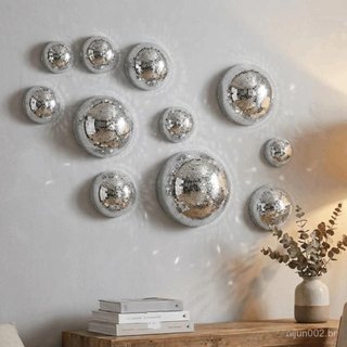 Arte Da Parede Bola De Discoteca Do Espelho De 5 Pces , Decoração Metálica Brilhante Meia , Refracção Clara