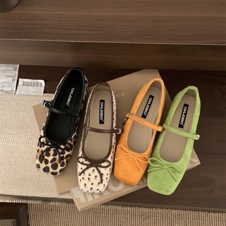 Estilo fada francesa camurça dedo do pé quadrado sapatos femininos 2026 primavera outono novo estilo arco Commuter plana