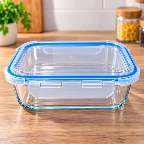 Pote Hermetico Retangular Vidro Transparente Tampa Silicone 1040ml Organizador Cozinha