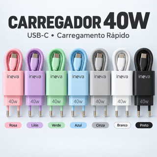 Carregador Rápido Tipo-C 2 Entradas Original USB Proteção Sobrecarga
