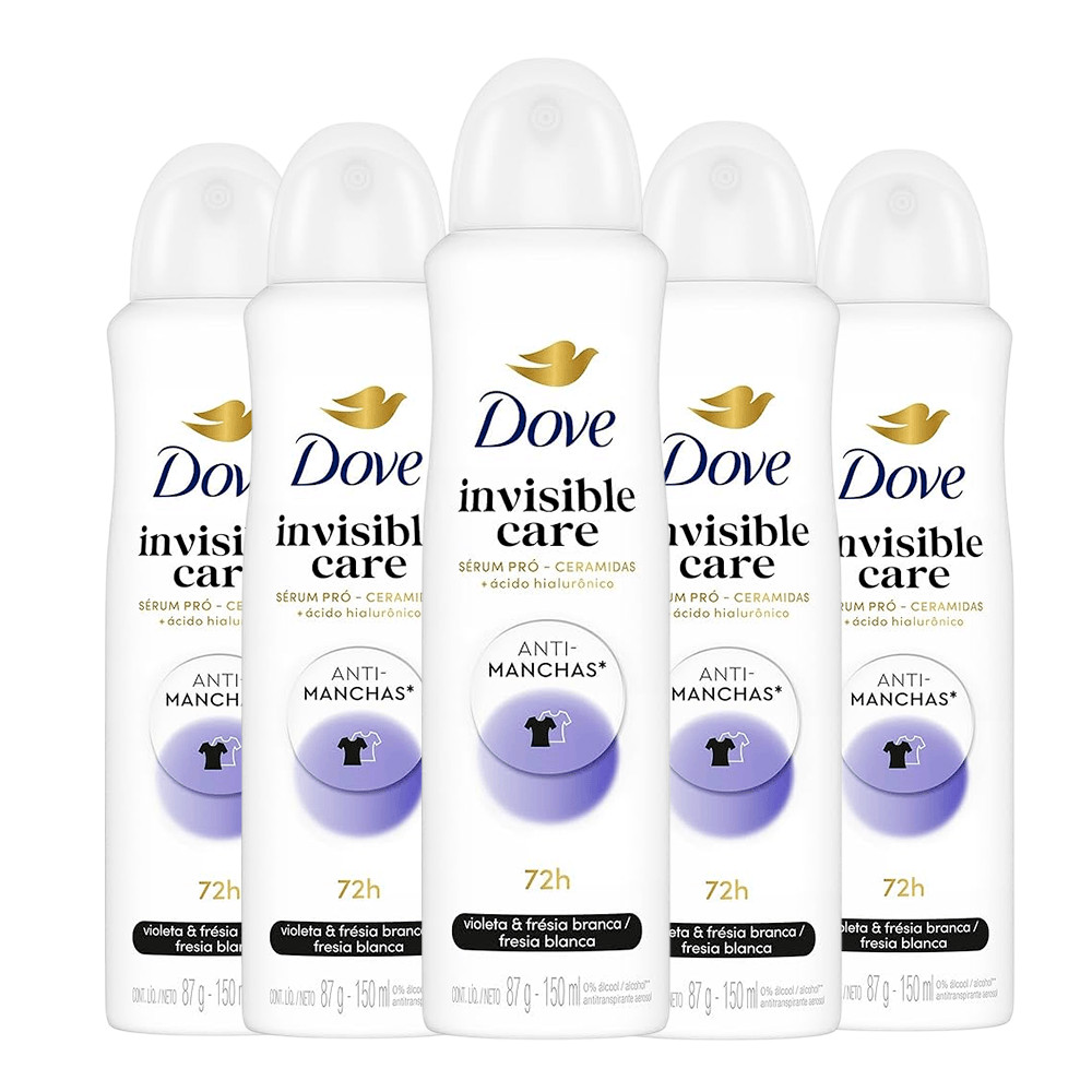 Kit Desodorante Aerosol Dove Invisible Care 150ml - 5 unidades