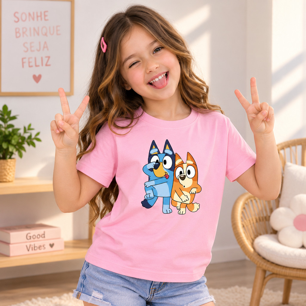 Camiseta Infantil Menina 100% Algodão Blusinha Feminina Casual Leve Confortável Estilosa 2 ao 14