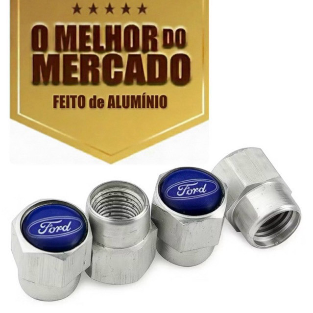 Kit 4 Tampas Bico de Pneu Alumínio Universal Para Veiculos Ford New Fiesta Ford Ka Eco Soort Ford Ranger