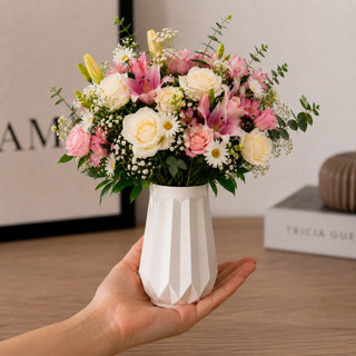 Vaso Decorativo Jarro Para Plantas Artificial Decoração 10x6cm Gesso Ceramica Branco