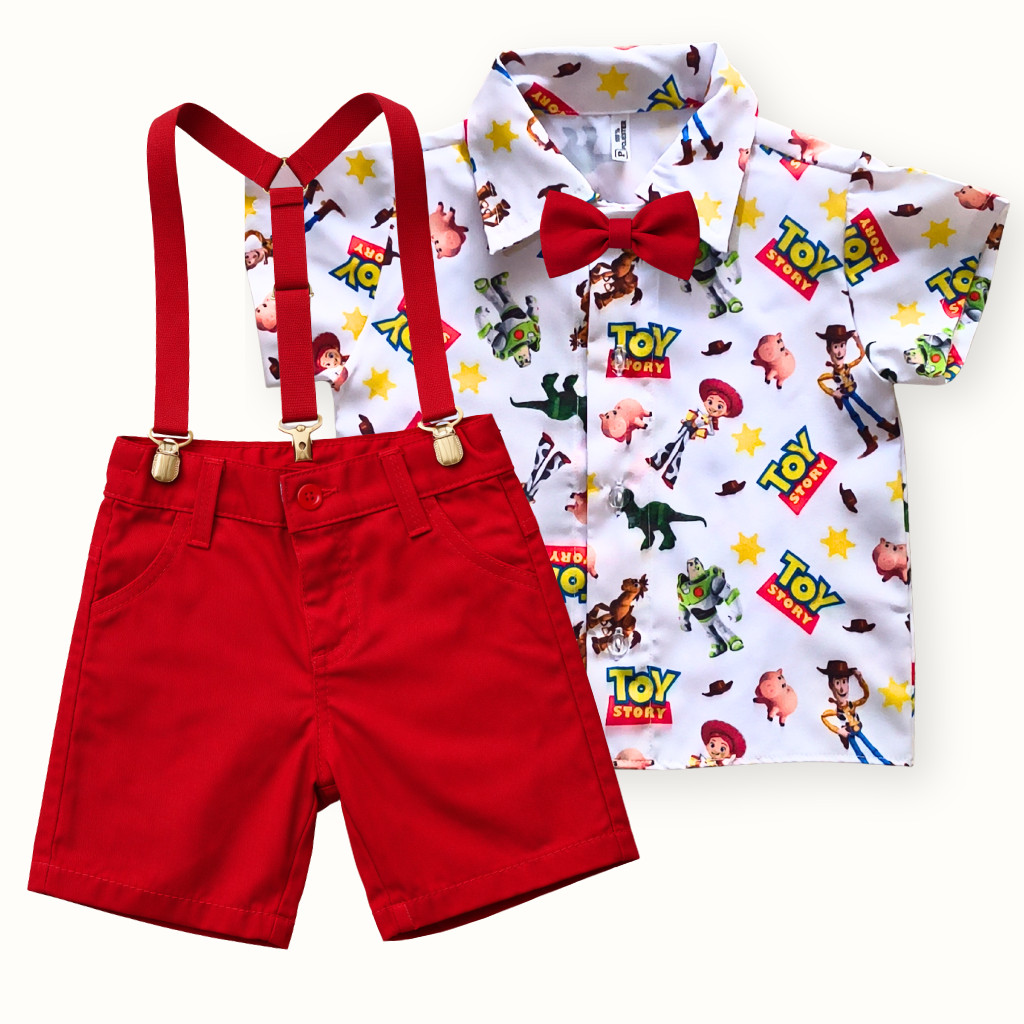 Conjunto Toy Story Infantil Roupa Festa, Aniversário e Social Look Temático Luxo Menino Toy Story