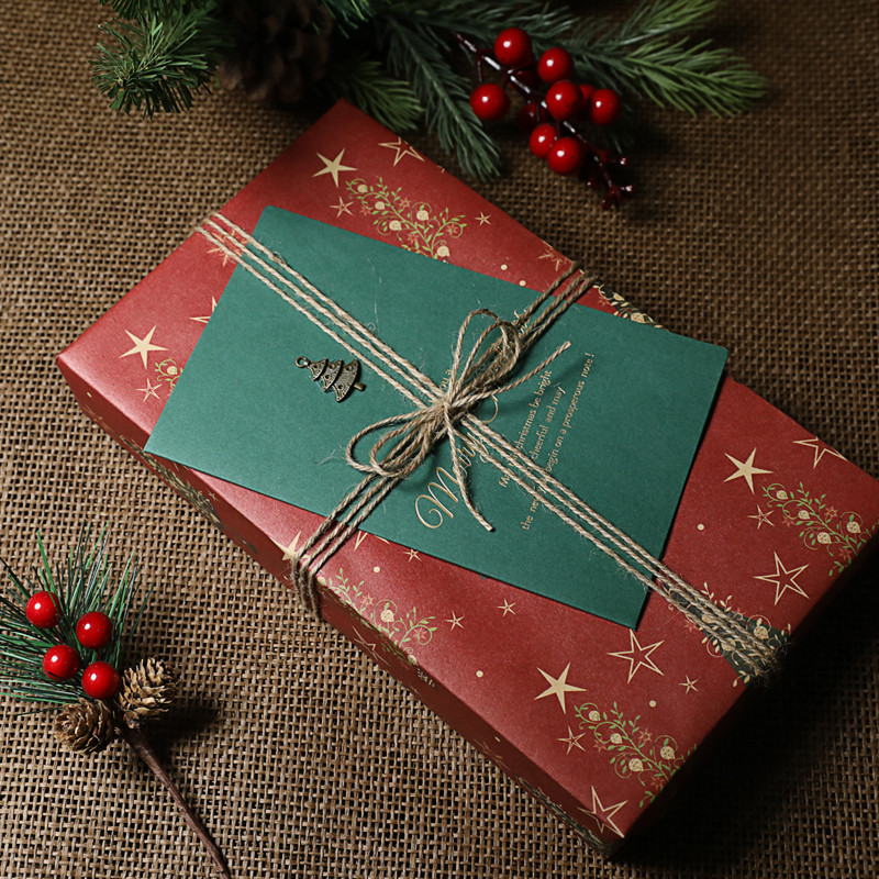 Cartão de natal verde feriado véspera de natal Envelope criativo Retro Metal cobre remendo papel especial cartão grande