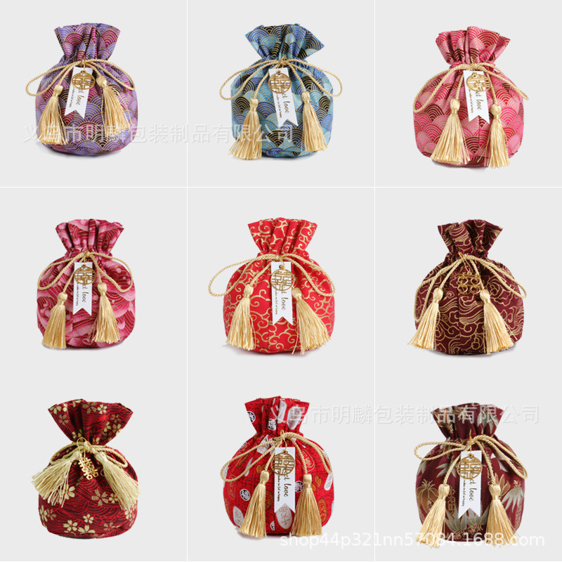 Saco de doces de casamento chinês presente criativo saco de lembrança saco de pano de doces de casamento caixa de doces 