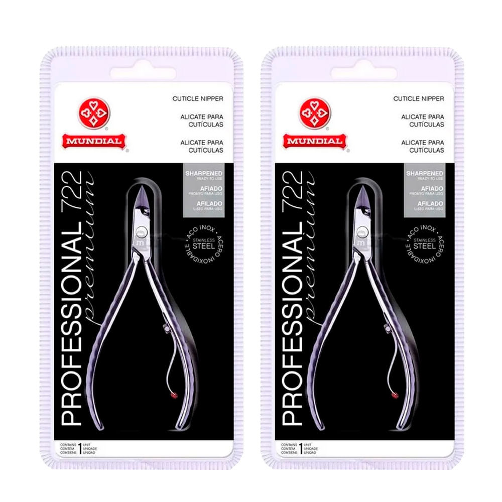 Kit Alicate De Cutícula Mundial Inox Profissional 722 - 2 Unidades