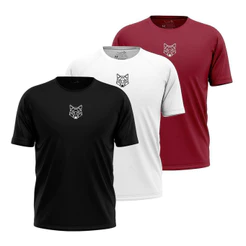 Kit 3 Camisetas Dry Fit Masculina Lobo Geométrico