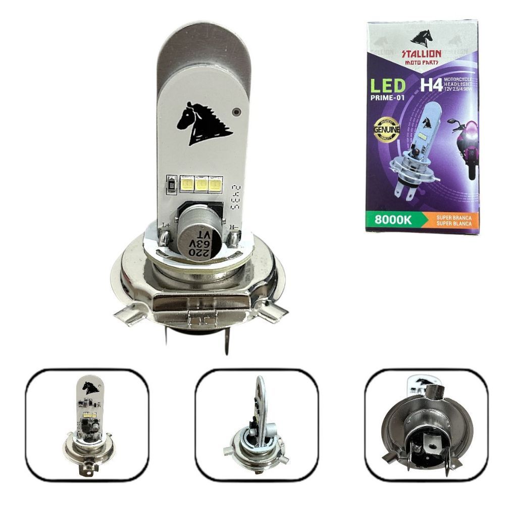 Lâmpada Led H4 12V 8000K Stallion Moto Honda Cg Fan Titan 125/150/160