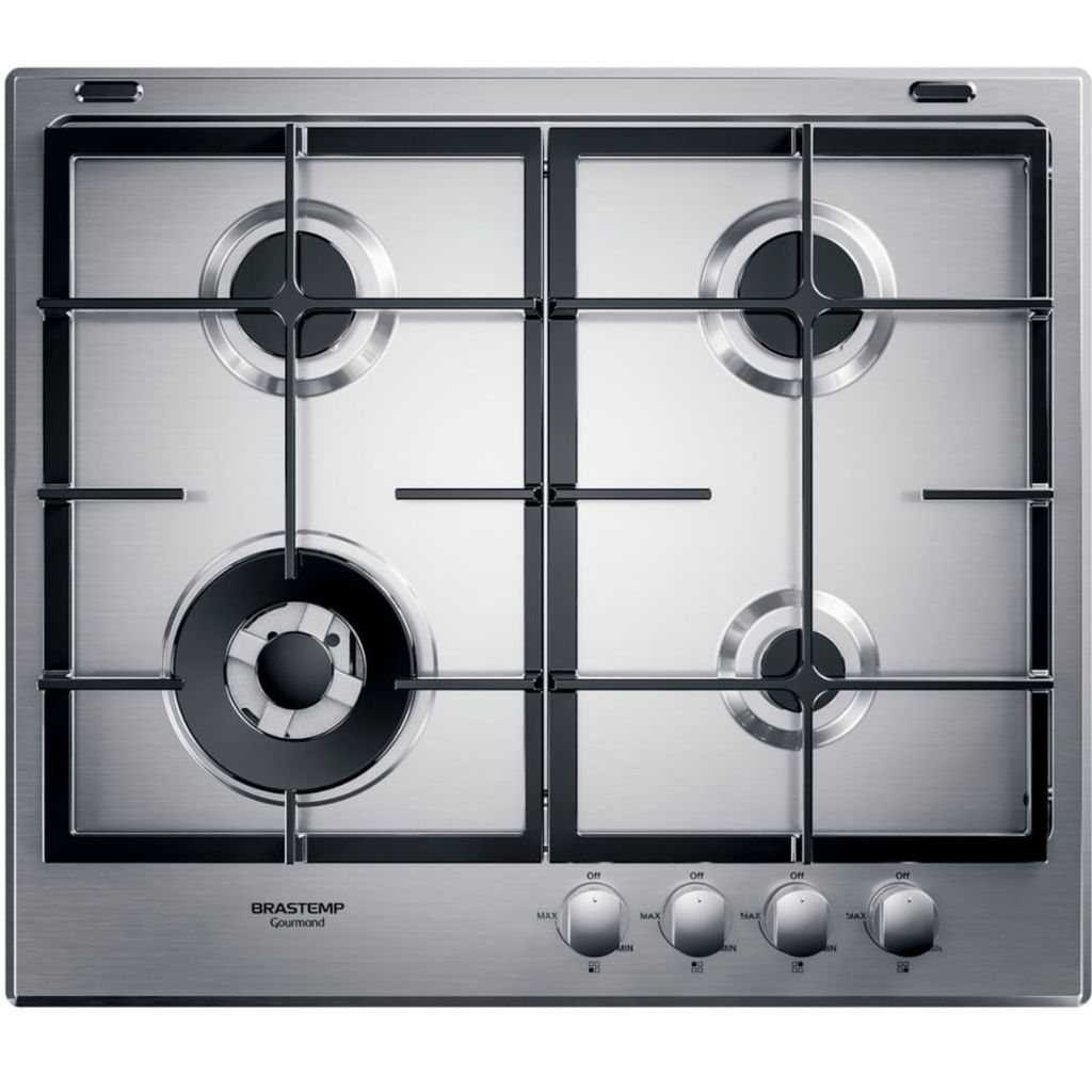Cooktop Brastemp a Gás 4 Bocas Gourmand 60cm Inox BDK60DRBNA