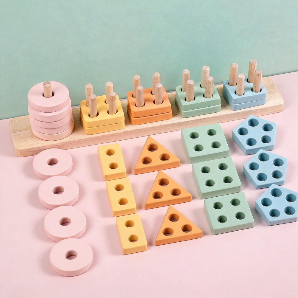 Brinquedo Educativo de Madeira Encaixe Formas Geométricas Montessori Coordenação Motora Infantil classificadores formas