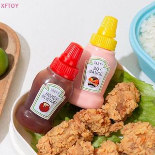 XFTOY 3 Pçs/2 Mini Garrafa De Molho Tempero Portátil Ketchup De Tomate Recipiente De Salada Para Bento Lancheira Frascos