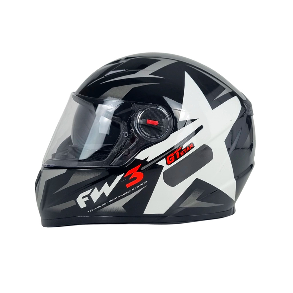 Capacete Para Moto GTX Star Fechado Com Óculos Solar Interno Casco ABS Preto Brilhante Grafite com Prata Tamanho 58 -FW3