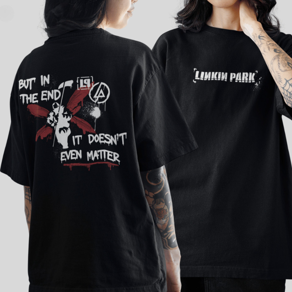 [Camiseta Premium em Algodão Puro]SISI Camiseta Estampada Oversized Banda Rock Linkin Park Camisa Em Algodão Unissex