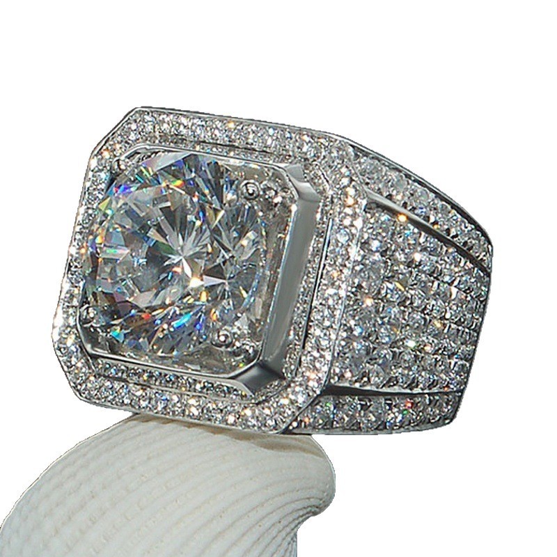 Anel de moda dominador anel de diamante cheio de diamante Micro-conjunto anel 9.29