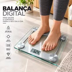 Balança Corporal Digital Para Banheiro com Vidro Temperado