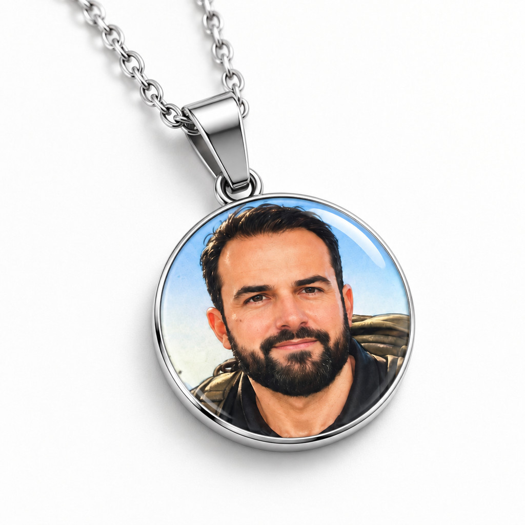 Colar Personalizado com Foto Colorida e Resina Aço Inoxidável Presente Namorado Namorada Mãe Pai Avós