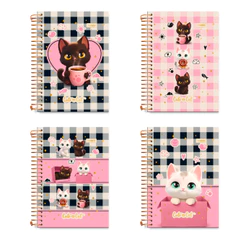 Caderno Colegial 10 Matérias 160 Folhas Cute Cat - CADERSIL