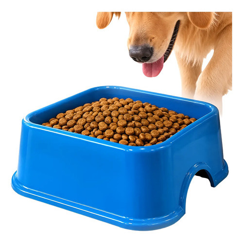 Comedouro Quadrado Furacão Pet N4 2 Litros Azul Pote De Ração Para Cães E Gatos