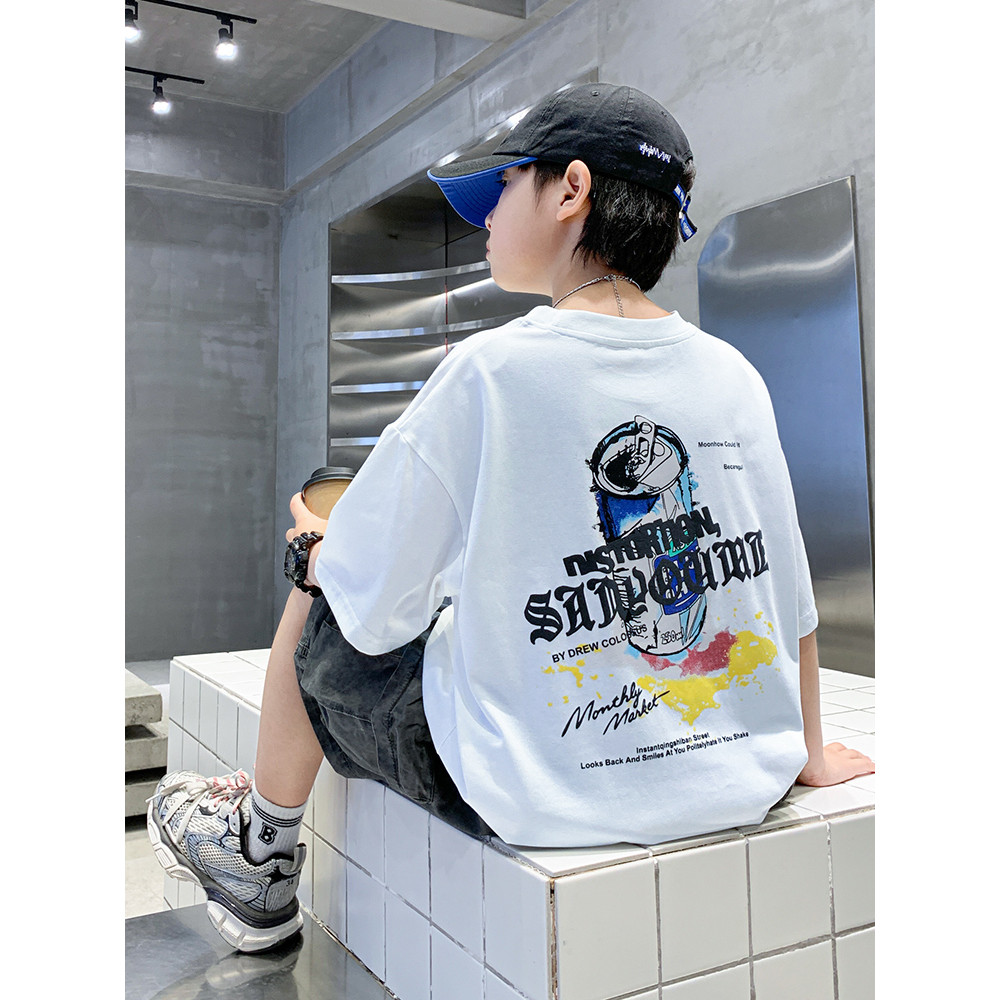 Meninos verão camiseta de manga curta 2026 novo estilo meninos bonito médio grande crianças verão estilo fino crianças A