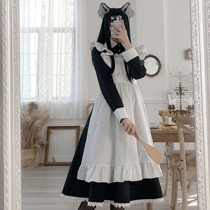 Roupa de empregada Plus Size longo masculino usar roupas femininas chefe Lolita Anime COS terno de empregada Cosplay fem