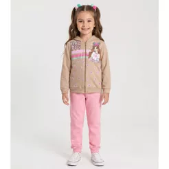Conjunto Moletom Menina Jaqueta E Calça Kappes Bege