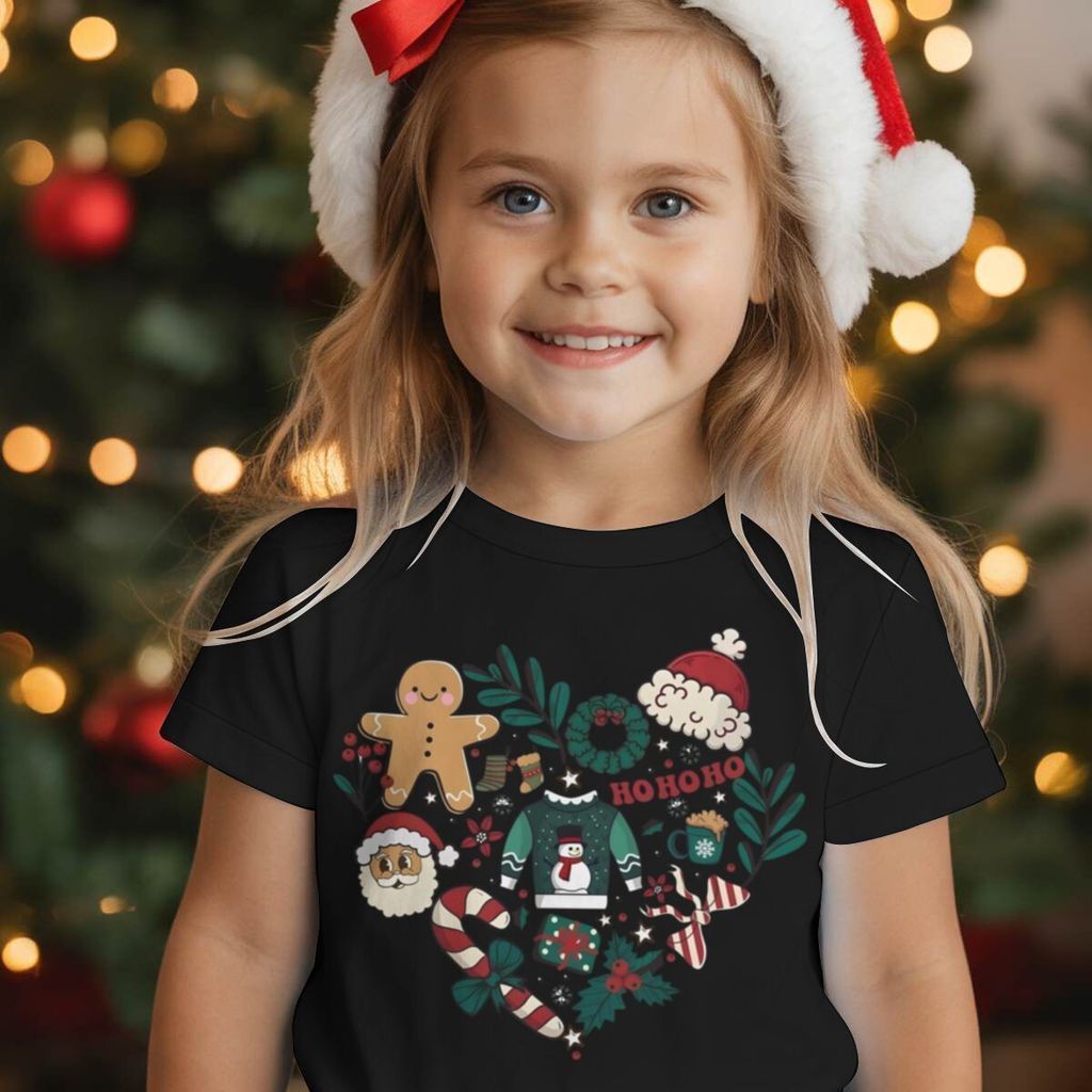 Natal impresso crianças camiseta de manga curta na moda Casual camiseta moda puro algodão solto camisa de fundo de manga