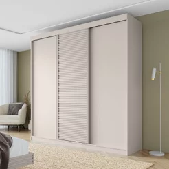 Guarda-Roupa Casal 3 Portas de Correr Samambaia CabeCasa MadeiraOriginals Off White Off White