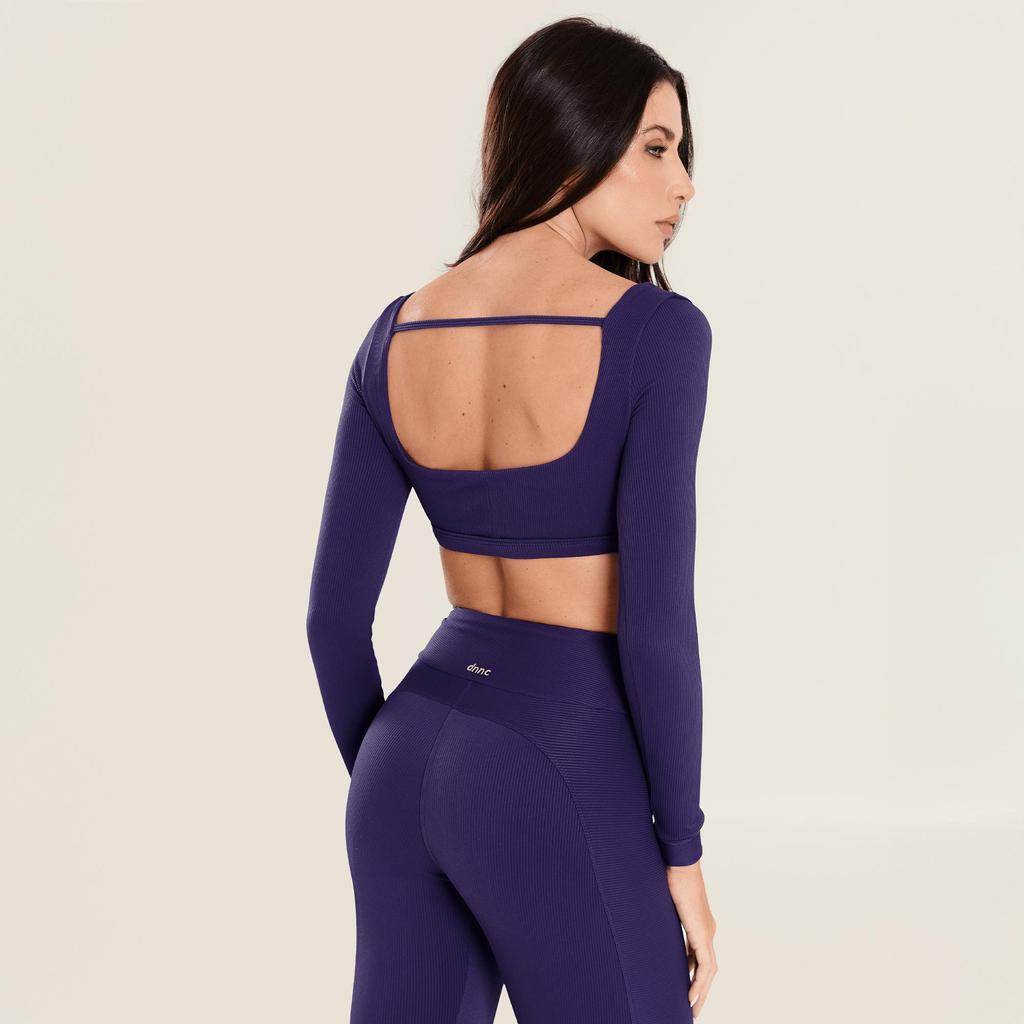Cropped Precision Roxo Mulberry Purple Canelado Com Bojo — imagem 2 de 2