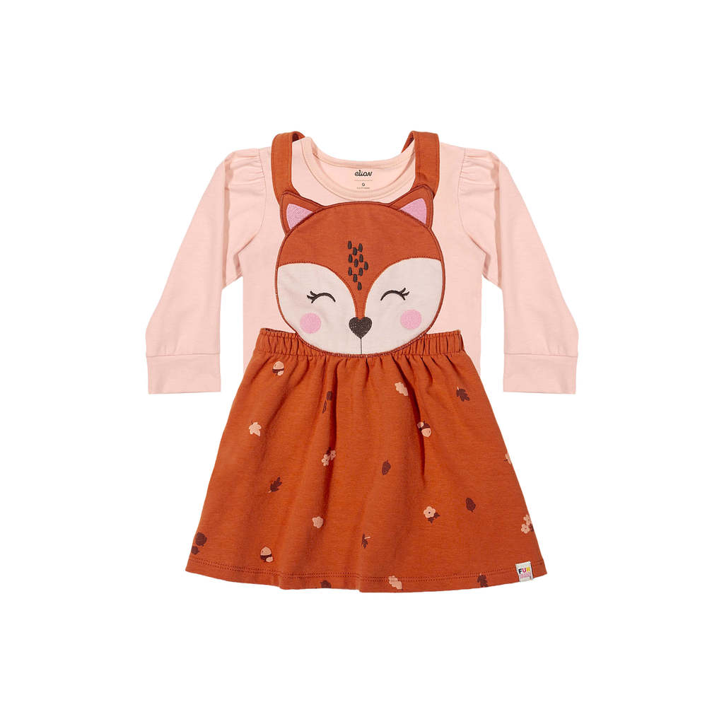 Conjunto Bebê Menina Vestido e Blusa Raposa Elian Rosa · foto 2