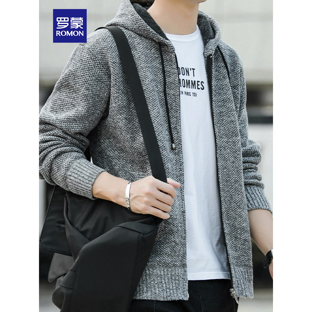 Lomon moletom masculino primavera outono novo estilo Casual bonito jaqueta esportiva de malha Cardigan camisola com capu