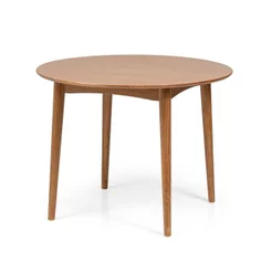 Mesa de Jantar Madeira Maciça Redonda 4 Lugares Olmo Marrom/Mel Mel