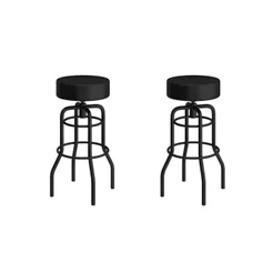 Conjunto 2 Banquetas de Aço 70cm Giratória Paris Preto