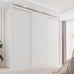 Guarda-Roupa Casal 3 Portas 4 Gavetas Costa Rica Branco Branco