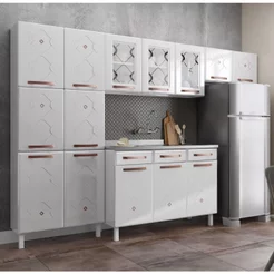Cozinha Aço Completa Modulada 3 Vidros Mirage New Telasul Branco Branco