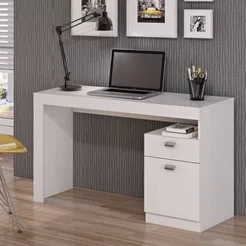 Escrivaninha Mesa Escritório Melissa 1 Gaveta 1 Porta 120cm Branca Branco