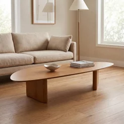 Mesa de Centro Orgânica 120cm Madeira Maciça Mel Mel