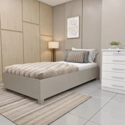 Cama Solteiro em MDP 94cm x 193cm Mônaco Bege