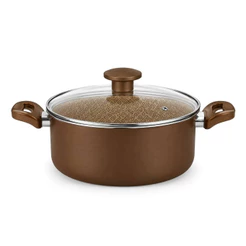 Panela Caçarola Antiaderente 24 cm Avulsa Teflon Com Tampa De Vidro