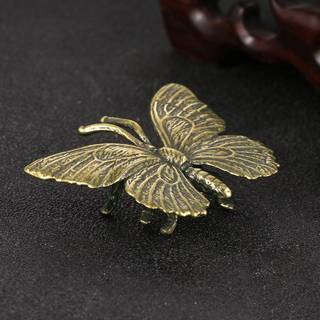 Ornamentos de borboleta de latão sólido angustiado, ornamentos de insetos de cobre antigo, decoração de estudo, peças de