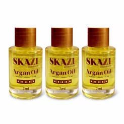 Kit 3 Óleos de Argan Skazi 7ml – Proteção Térmica, Anti-Frizz, Brilho Intenso – Vegano | Envio Imediato