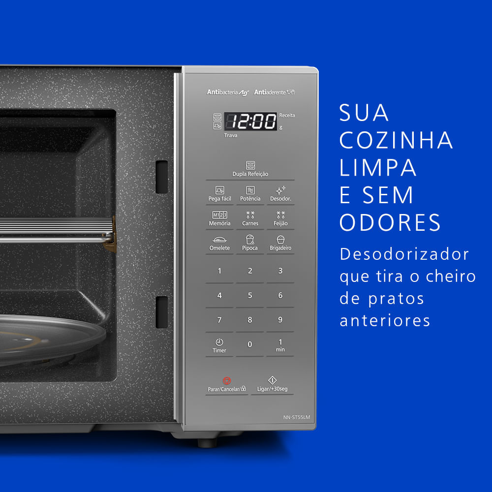 Micro-ondas Ideal+ Panasonic ST55 Dupla Refeição 27 L Espelhado - NN-ST55LMRU — imagem 2 de 2