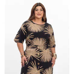 Blusa Manga Curta Feminina Plus Size Secret Glam Preto