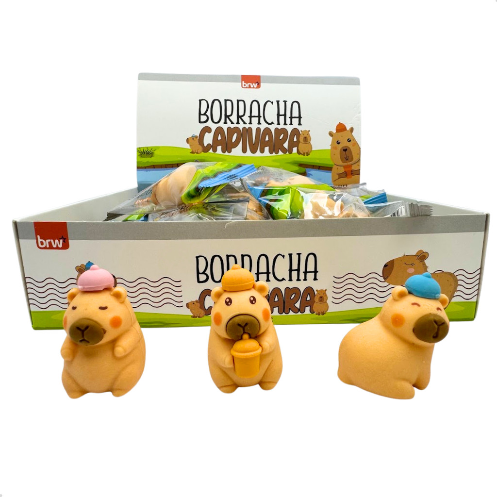Borracha Escolar Capivara BRW Capybara Kit 3 Unidades em Oferta na Shopee