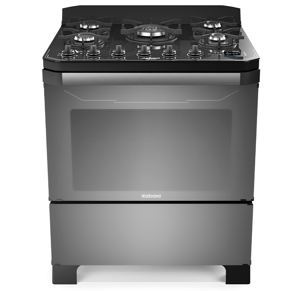 Fogão 5 Bocas a Gás Itatiaia Itamaster com Timer Digital e Tripla Chama Preto/Reflecta Bivolt em Oferta na Shopee