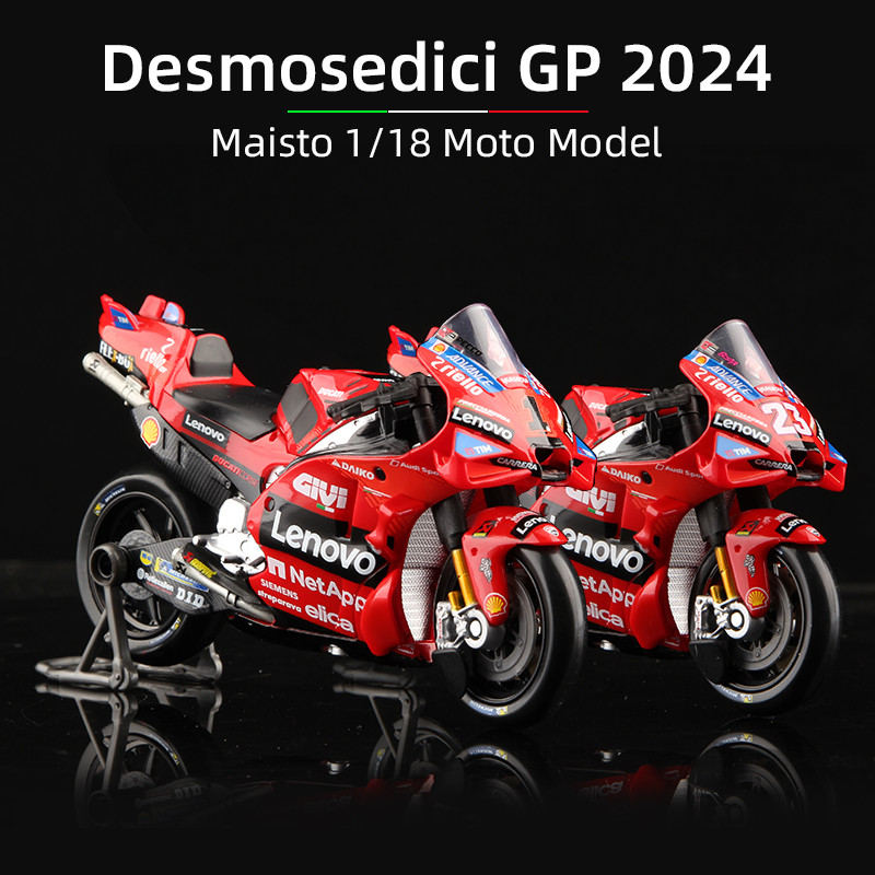 Maisto 1 : 18 2024 Desmosedici GP Motocicleta Brinquedo Ducati Lenovo Team 1 # Francesco Bagnaia 23 Enea Bastianini Mode