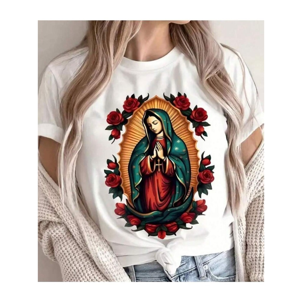 Camiseta T-Shirts Feminina GUADALUPE Super Estilosa Linha Premium Excelente Qualidade Religiosa em Oferta na Shopee