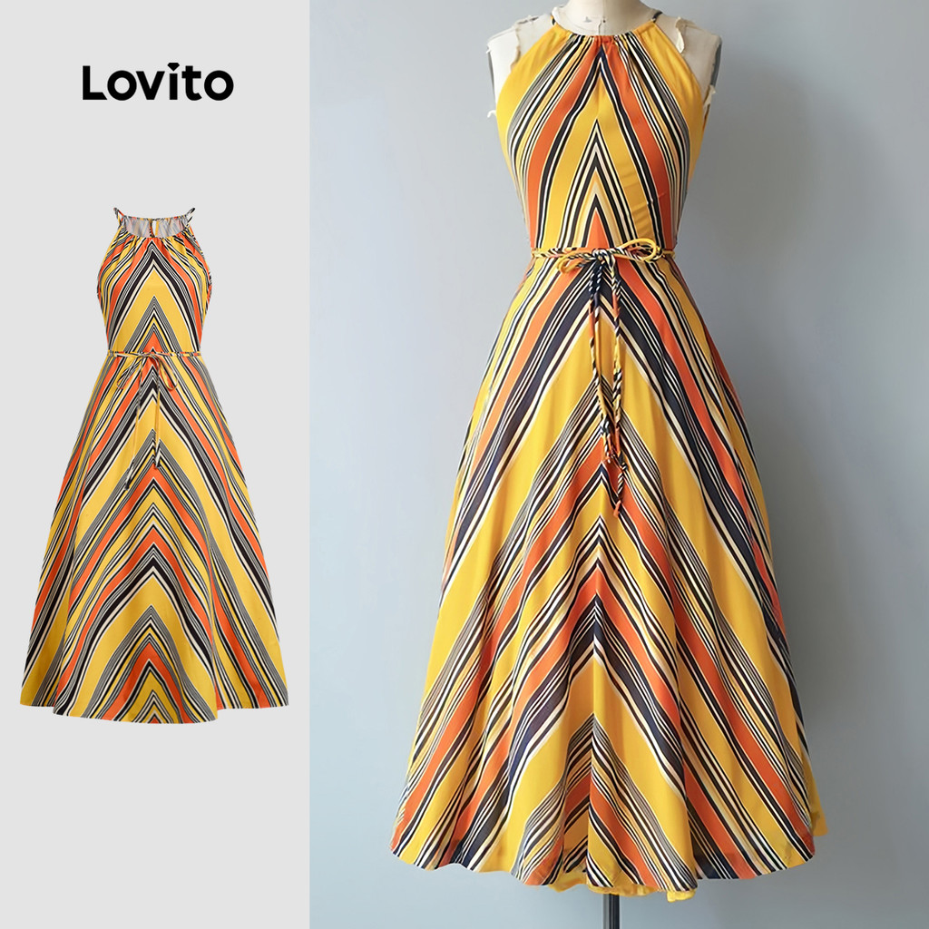 Lovito Vestido Boho com Blocos de Cor e Trançado Toque Suave Vestido de Primavera/verão para Mulheres L137LD213 em Oferta na Shopee